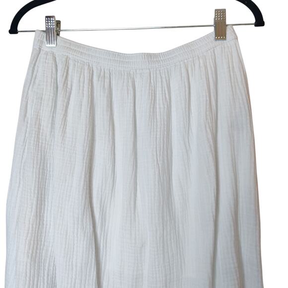 J. Crew Side Slit Soft Cotton Gauze Pull On White Midi Skirt XS Coastal - Picture 3 of 12